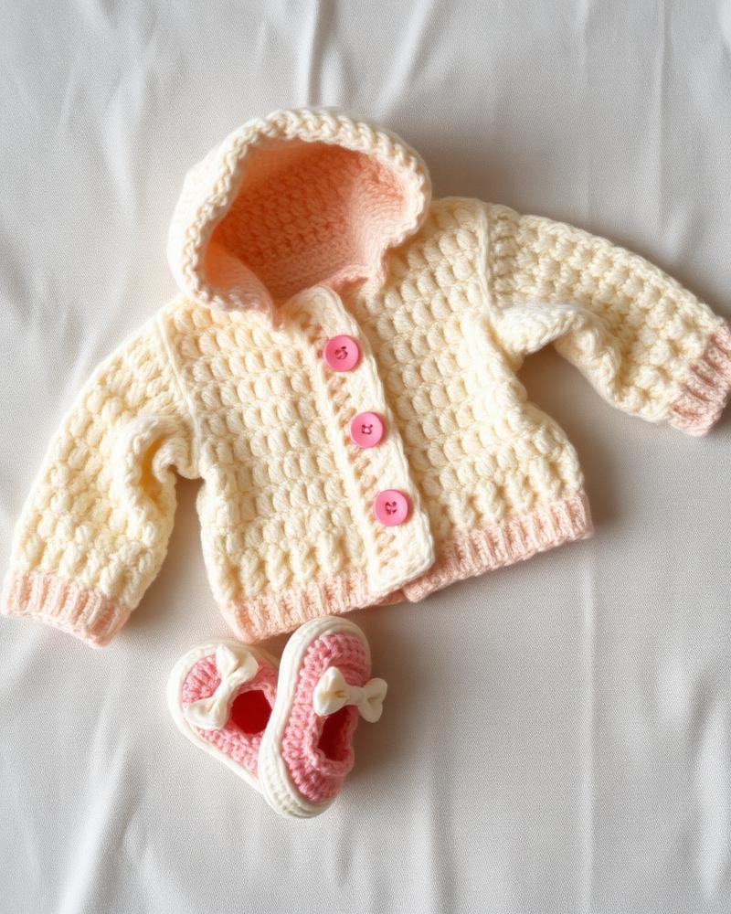 Brassière et chaussons de bébé au crochet