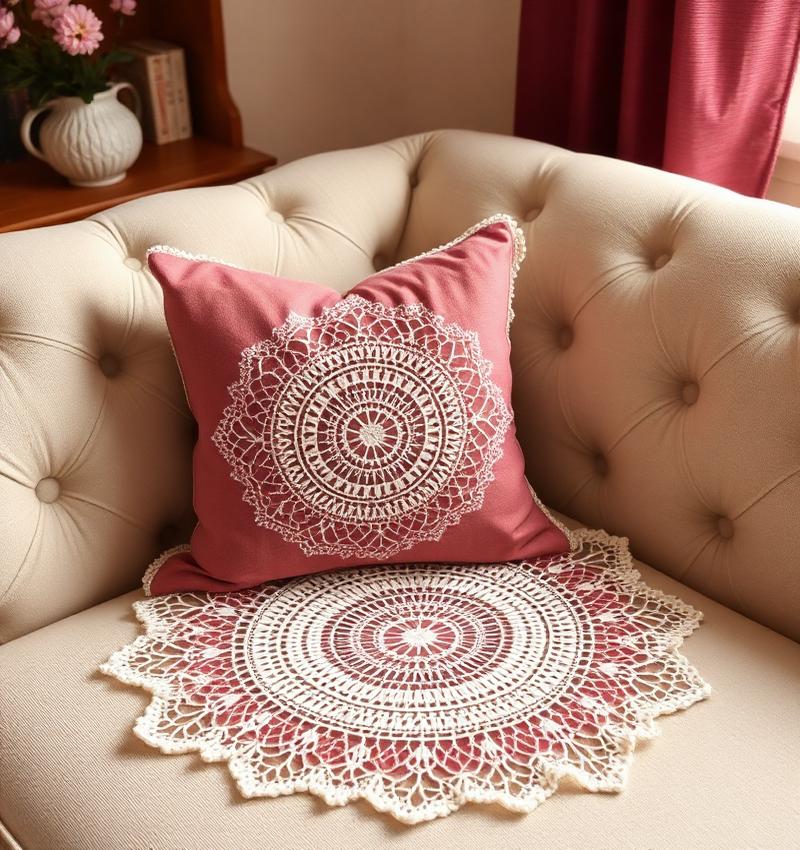 Coussin et napperon au crochet